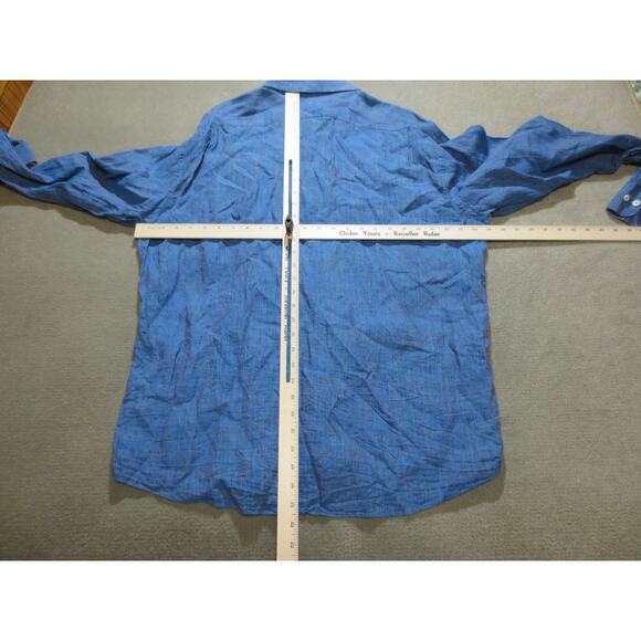 Forsyth of Canada Mens Shirt 2XL Blue Linen Long Sleeve Button Down Pocket - Picture 7 of 9